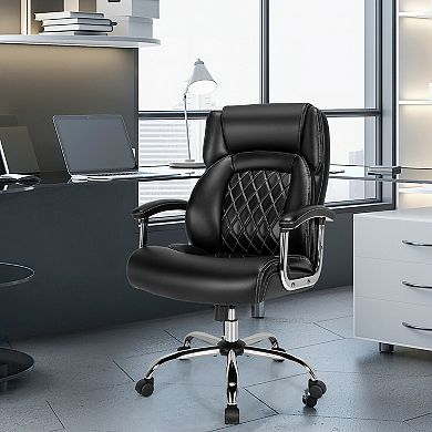 Height Adjustable Executive Chair Computer Desk Chair with Metal Base
