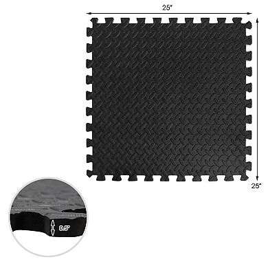 12 Pieces Puzzle Interlocking Flooring Mat With Anti-slip And Waterproof Surface