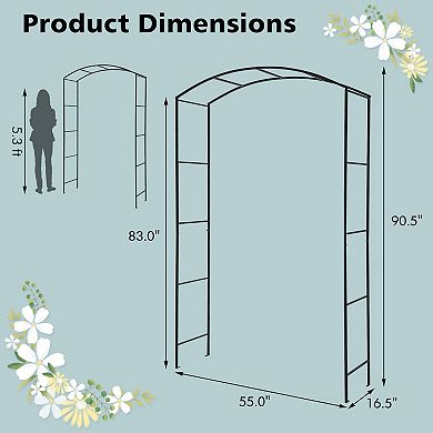 Garden Arch Arbor Trellis with Plant Stand Archway-Black
