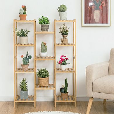 Wicker Plant Stand for Living Room Balcony Garden-11 Tier