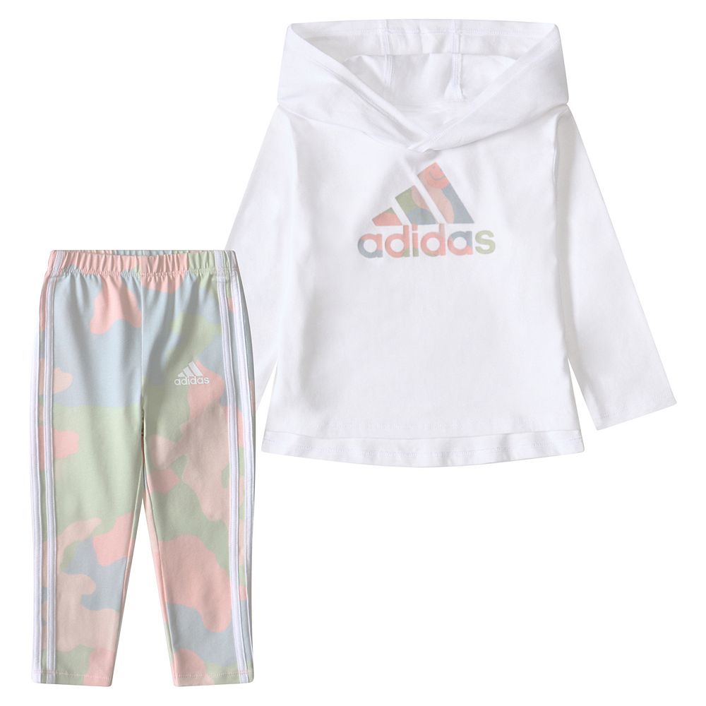 Athletic sport baby pink embroidered white hoodie and legging set
