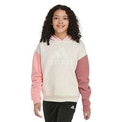 Adidas Girls Long Sleeve Graphic Fleece Hooded Pullover
