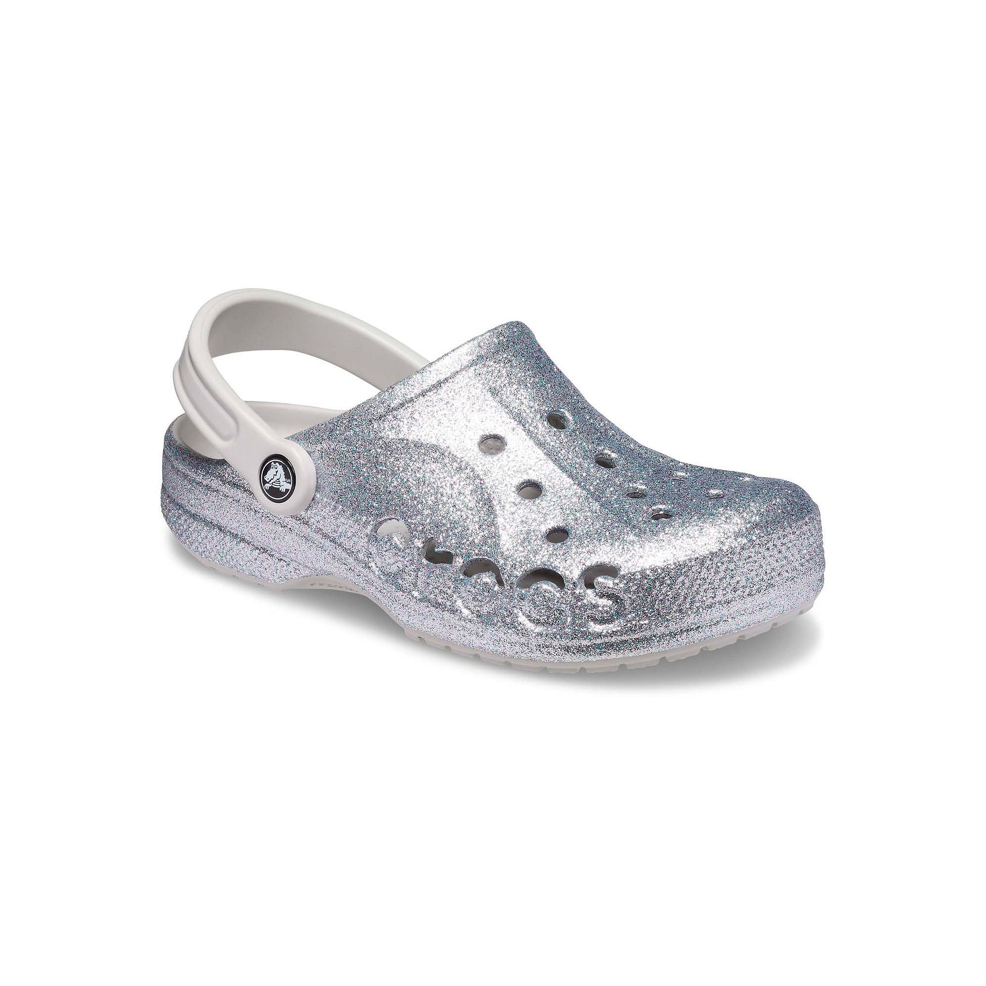 Crocs Baya Womens Glitter Clogs, Size: M7W9, Silver Glitter