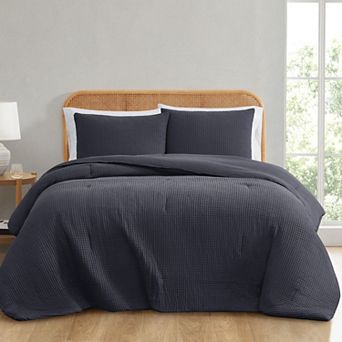 Truly Soft Textured Waffle Knit Comforter Set