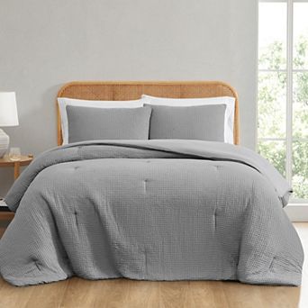 Truly Soft Textured Waffle Knit Comforter Set