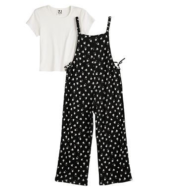 Girls 7-16 Self Esteem 2-pc. Cropped Overalls And Short Sleeve Tee Set