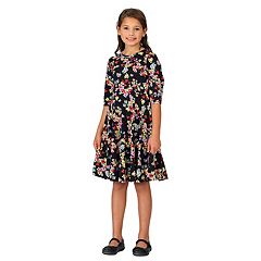 24seven Comfort Apparel Leaf Print Knee Length Fit and Flare Girls Com