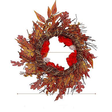 Maggift Large Thanksgiving Wreath, Leaves/flowers/pumpkins/berries, Wall/indoor/outdoor Decor