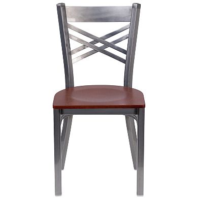 Emma And Oliver 2 Pack Clear Coated "x" Back Metal Restaurant Chair