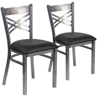 Emma And Oliver 2 Pack Clear Coated "x" Back Metal Restaurant Chair