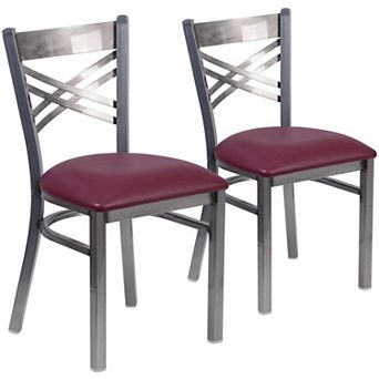 Emma And Oliver 2 Pack Clear Coated "x" Back Metal Restaurant Chair