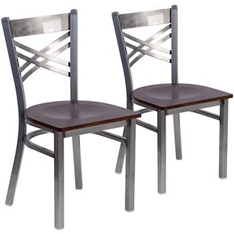 Emma And Oliver 2 Pack Clear Coated "x" Back Metal Restaurant Chair