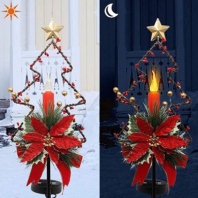 Maggift 32 Inches Solar Christmas Decorations Outdoor Led Solar Powered Candle Xmas Pathway Lights