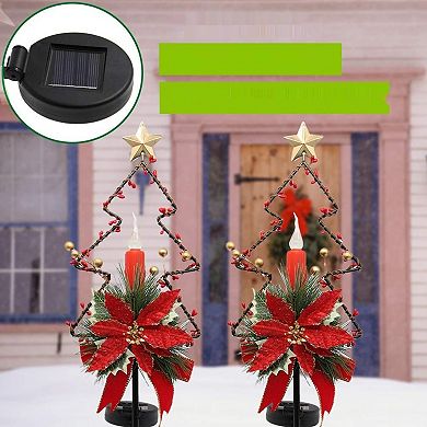 Maggift 32 Inches Solar Christmas Decorations Outdoor Led Solar Powered Candle Xmas Pathway Lights