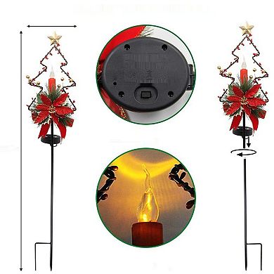 Maggift 32 Inches Solar Christmas Decorations Outdoor Led Solar Powered Candle Xmas Pathway Lights