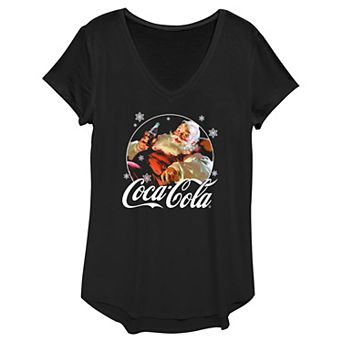Juniors' Coca-Cola Santa Claus V-Neck Tee