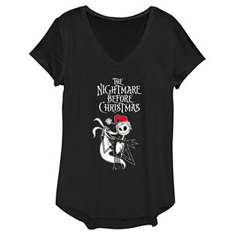 Disney's The Nightmare Before Christmas Juniors' Jack & Zero Poster V-Neck Tee