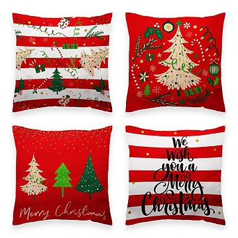 G128 Christmas Elegant Pine Tree Waterproof Pillow, Set Of 4
