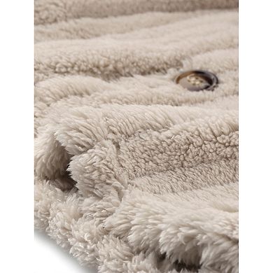Women Fleece Jacket Fall Winter Button Down Long Sleeve Soft Fuzzy Shaggy Teddy Coats Jackets