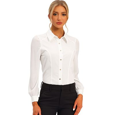 Botton Down Shirt For Women s Long Sleeve Solid Work Office Blouse Tops