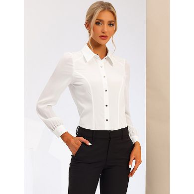 Botton Down Shirt For Women's Long Sleeve Solid Work Office Blouse Tops