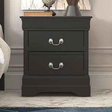 Louis Philippe 2-Drawer Bedside Table Cabinet Nightstand w/Drawers Storage and Ultra Fast Assembly (21.5 in. × 15.8 in. × 24 in.)