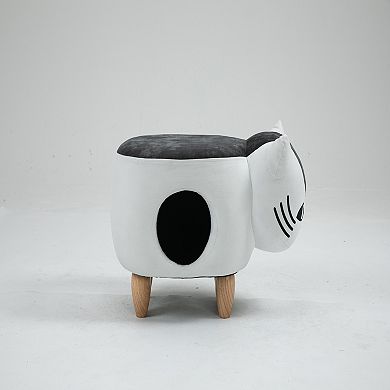 Cat Condo Black and White Pet House Storage Ottoman