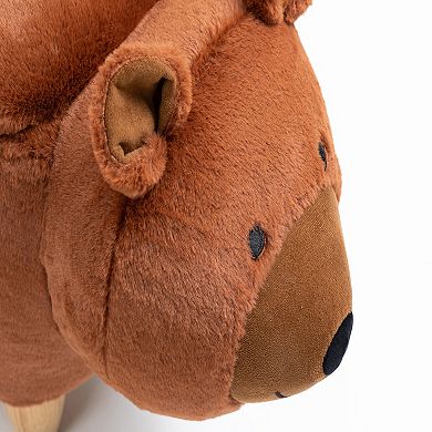 Brown Bear Animal Storage Ottoman with Wood Legs