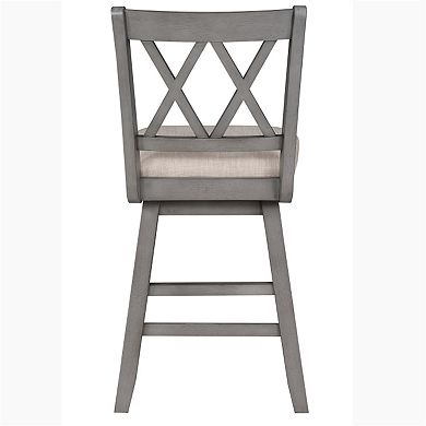 Brookline 24 in. High Back Wood 37.5 in. Swivel Counter Stool with Fabric Seat