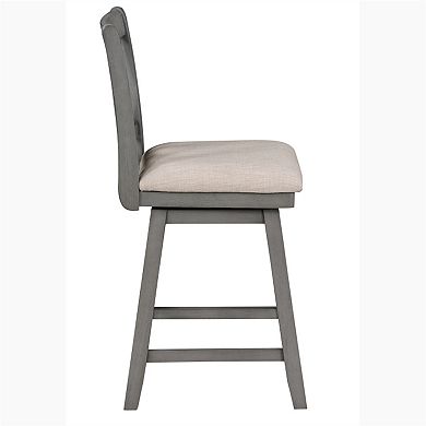 Brookline 24 in. High Back Wood 37.5 in. Swivel Counter Stool with Fabric Seat