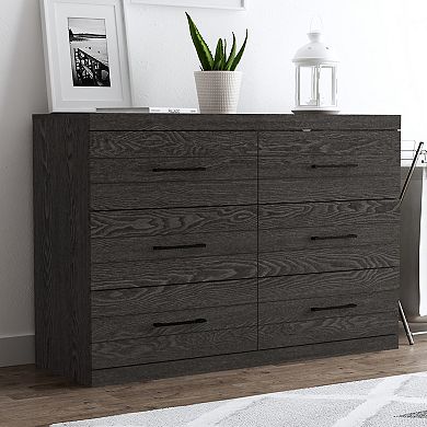 Hamsper 6-Drawer Dark Grey Oak Dresser (31.7 in. H × 46.5 in. W × 16.3 in. D)