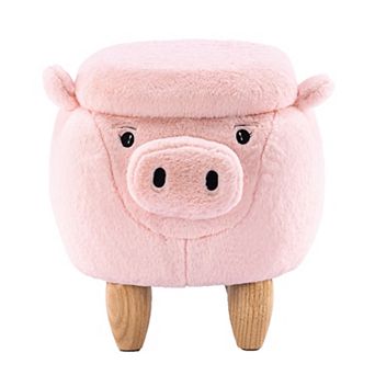 Pink Pig Fabric Storage Ottoman