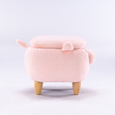 Pink Pig Fabric Storage Ottoman