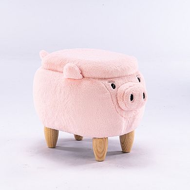 Pink Pig Fabric Storage Ottoman
