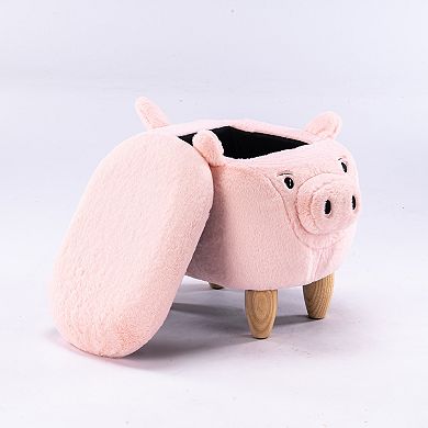 Pink Pig Fabric Storage Ottoman