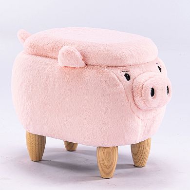Pink Pig Fabric Storage Ottoman