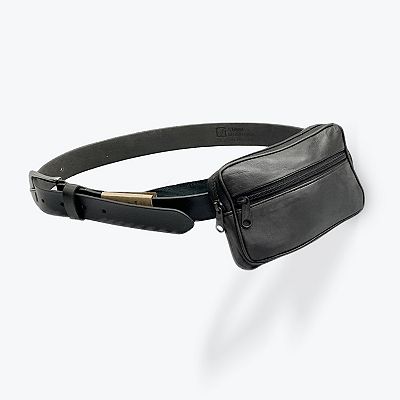 Men's Stone Mountain Genuine Leather Belt with Attached Pouch