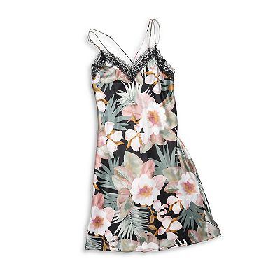 Women's Colorblock Floral Lace Bra Cup Soft High-elasticity Slip Nightgowns