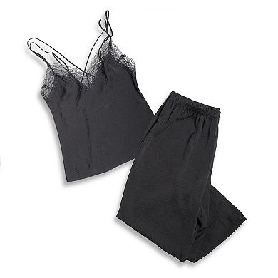 Silky Lace Crop Top Camisole and Shorts Pajamas  Set