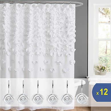 12 Pcs Rose Shower Curtain Hooks
