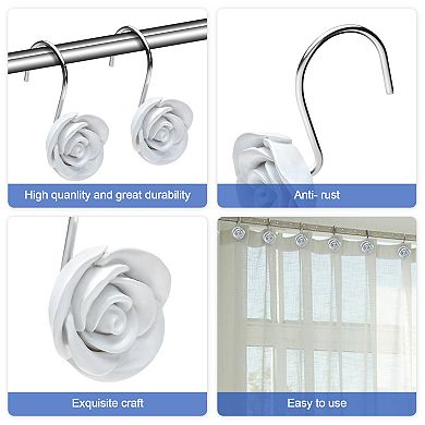 12 Pcs Rose Shower Curtain Hooks