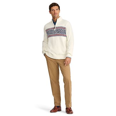 平いづる Men's IZOD Fairisle Quarter-Zip Sweater