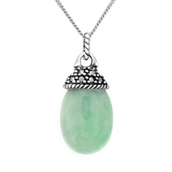 Tori Hill Sterling Silver Marcasite & Jade Pendant Necklace