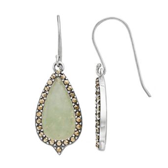Tori Hill Sterling Silver Marcasaite & Jade Teardrop Earrings