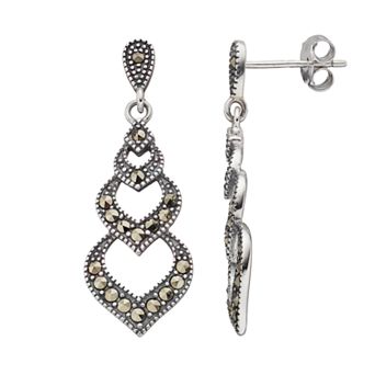 Tori Hill Sterling Silver Marcasaite Geometric Drop Earrings