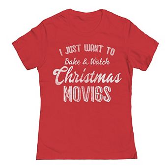 Juniors' I Just Want to Bake Christmas Graphic Tee