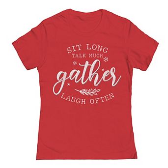 Juniors' Sit Long Talk Much Christmas Graphic Tee