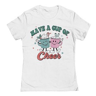 Juniors' Have a Cup of Cheers Christmas Graphic Tee