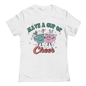 Juniors' Have a Cup of Cheers Christmas Graphic Tee