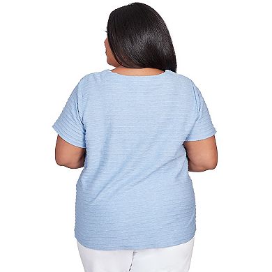 Plus Size Alfred Dunner Solid Texture Split Shirttail Tee